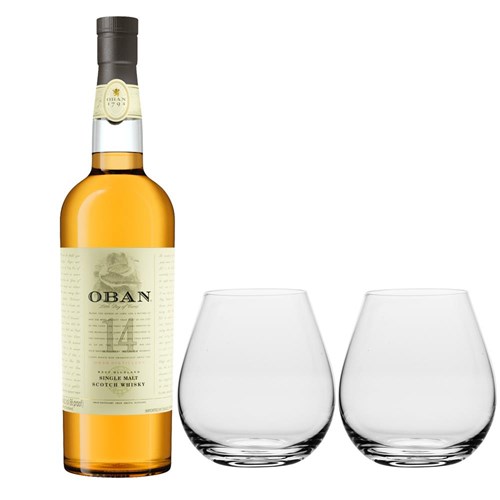 Oban 14 Year Old Single Malt Scotch Whisky 70cl And Crystal Classic Collection Tumblers